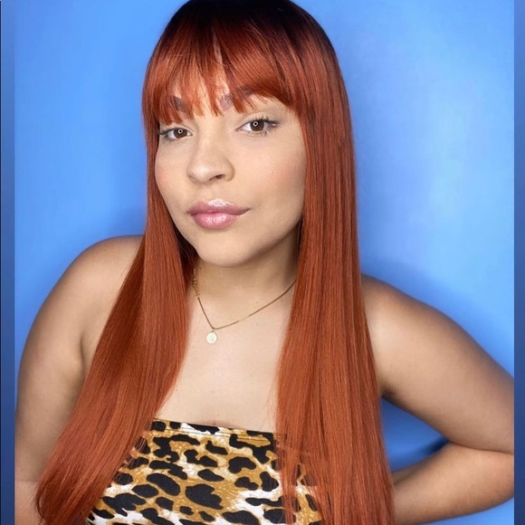 Synthetic wig resistant to heat up to 400 degrees.